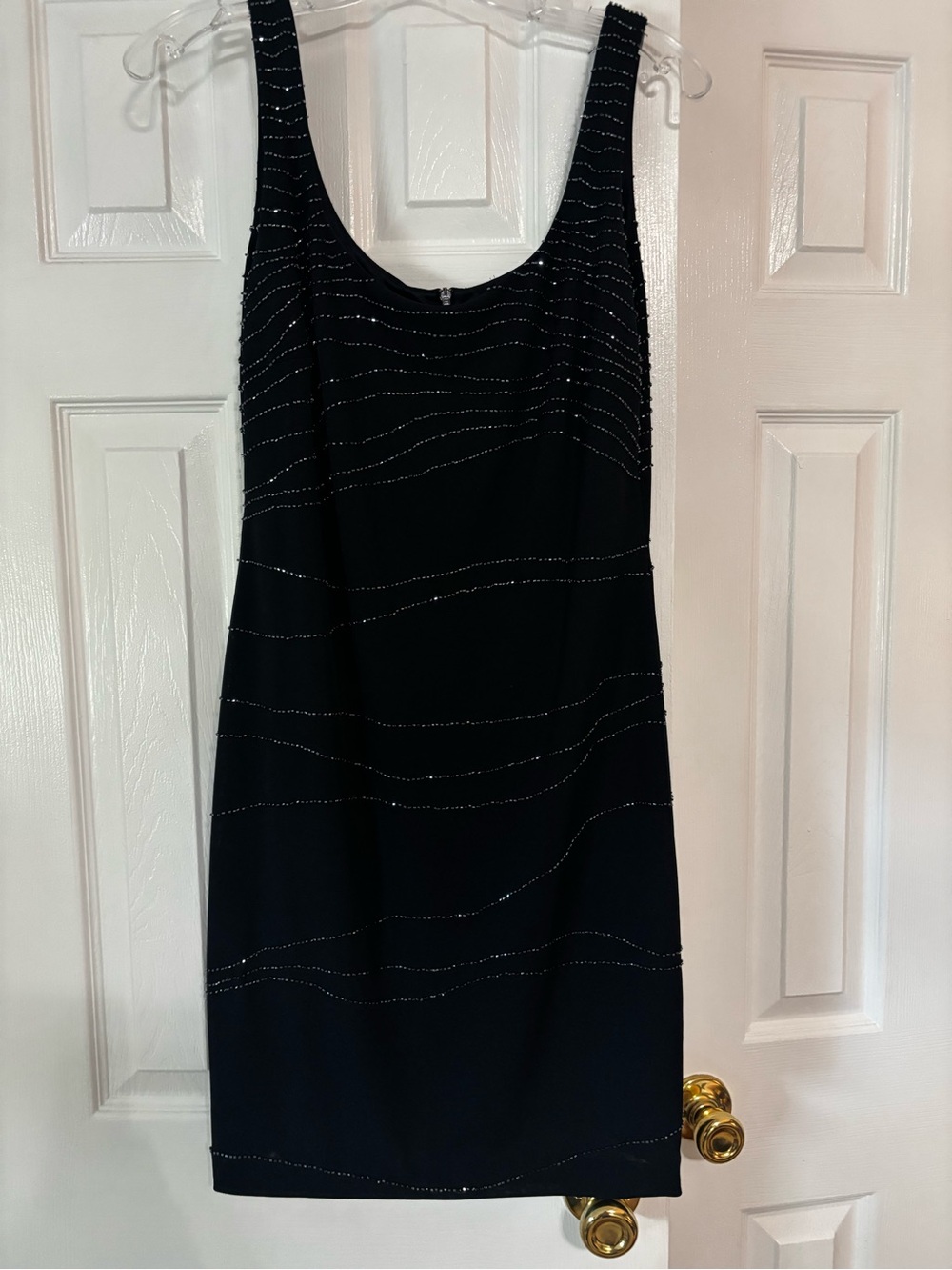 Black David Meister Sleeveless Beaded Shift Dress size 8